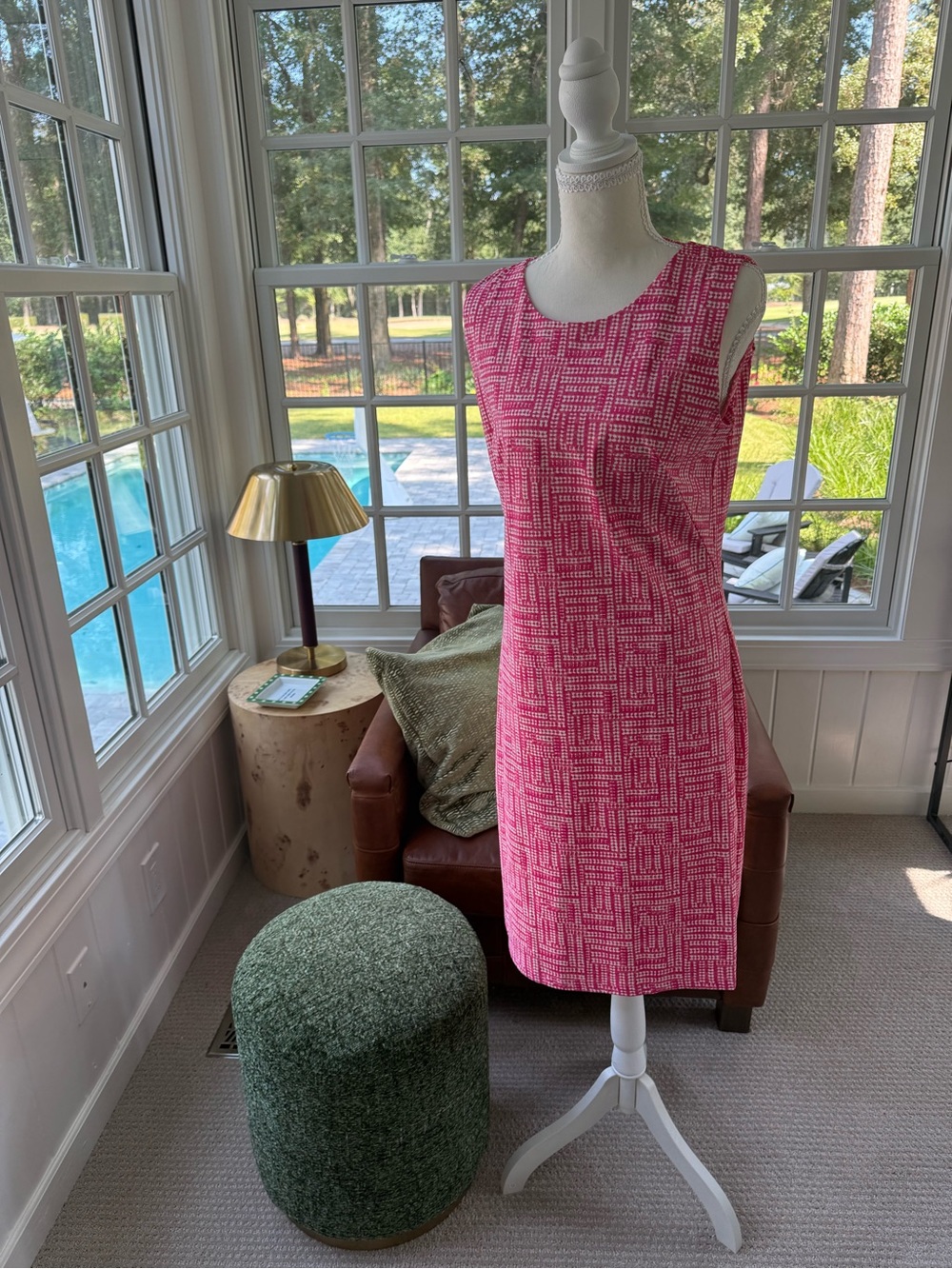 J. McLaughlin Sleeveless Pink Patterned Sheath Dress Size M